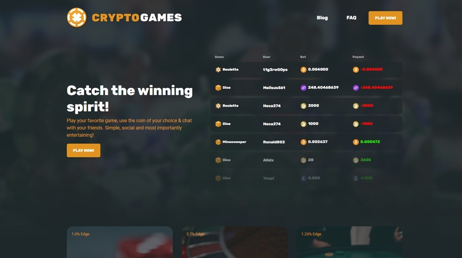 Crypto Games Casino Homepage Image
