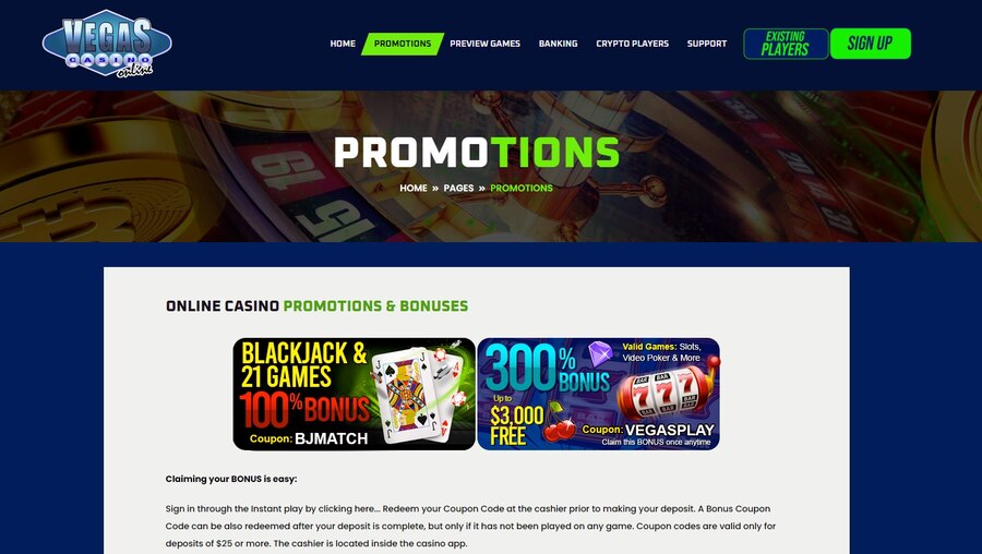 Vegas Casino Online Promotions Image