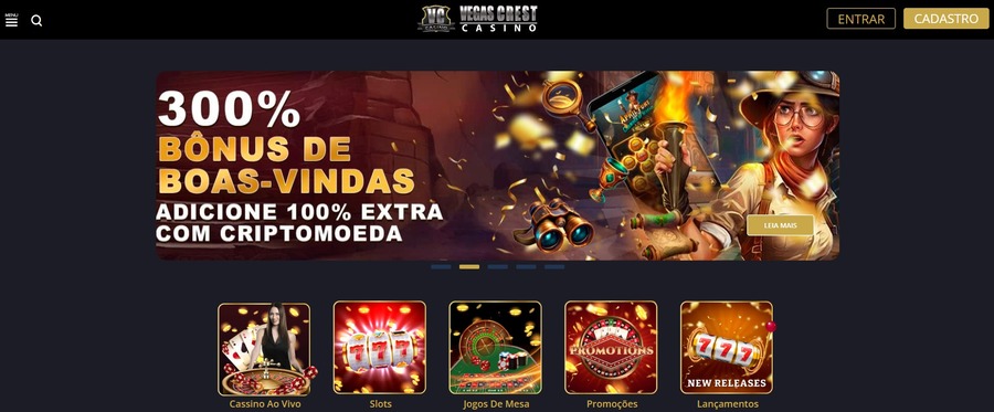 Vegas Crest Casino Homepage Image