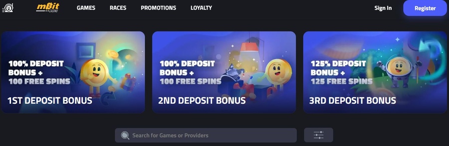 Mbit Casino Homepage