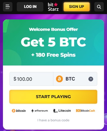 Bitstarz Mobile Homepage Image