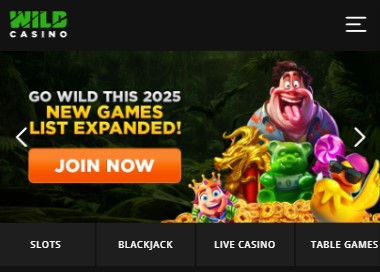 Wild Casino Mobile Homepage Image