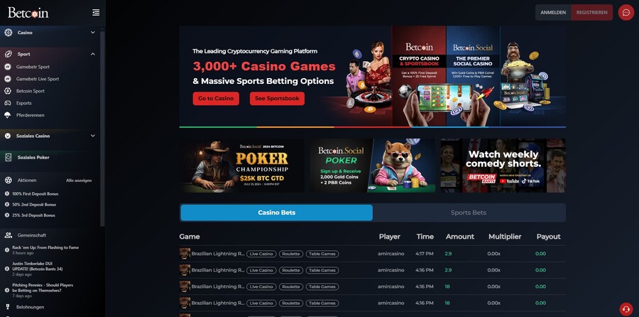 Betcoin Casino Homepage Image