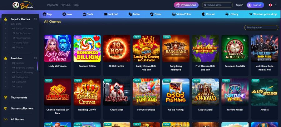 Betchain Casino Games Image