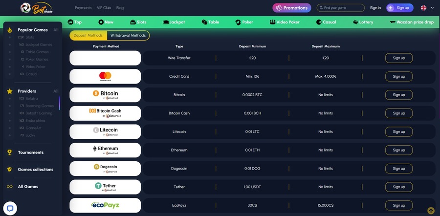 Betchain Casino Payment Image