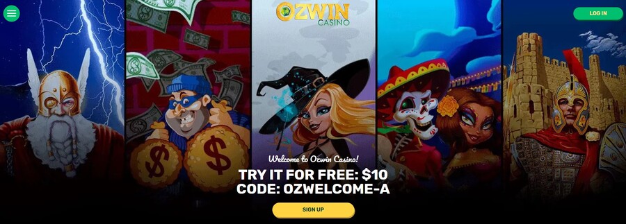 Ozwin Casino Homepage Image