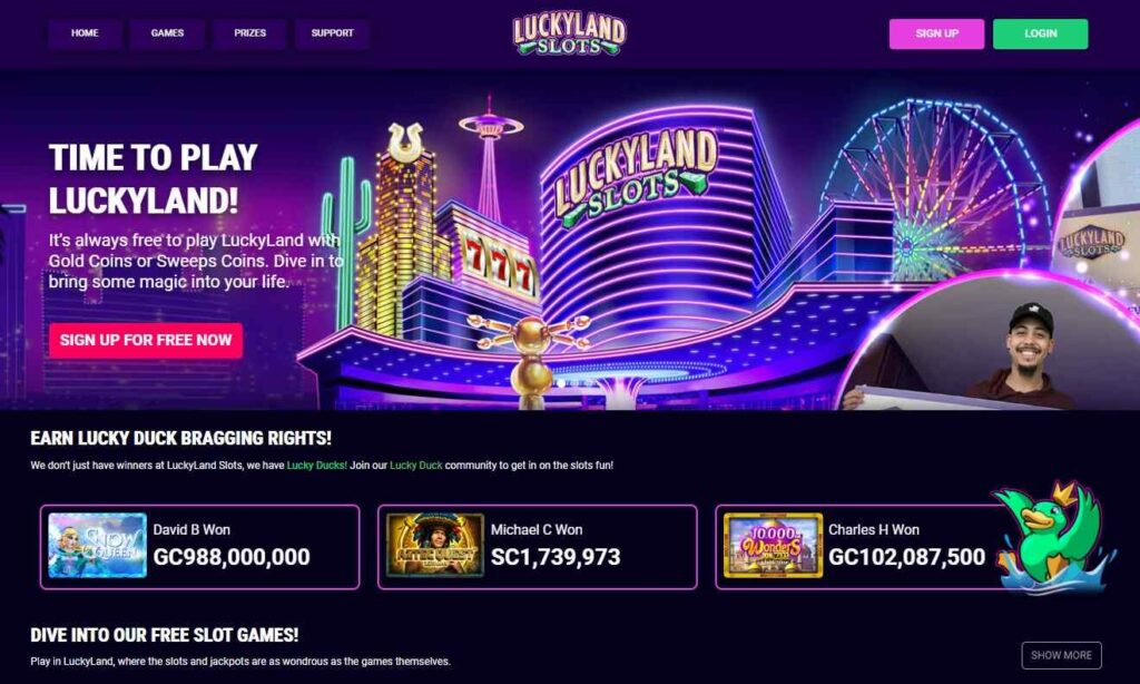 Luckyland Slots Casino Homepage Image