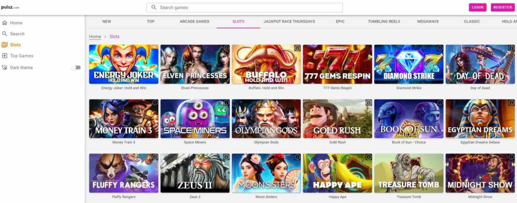 Pulsz Casino Homepage Image