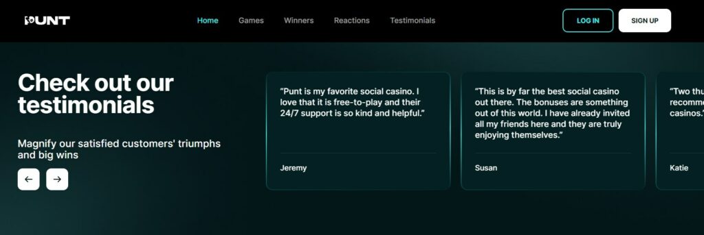 Punt Social Casino Testimonials Image