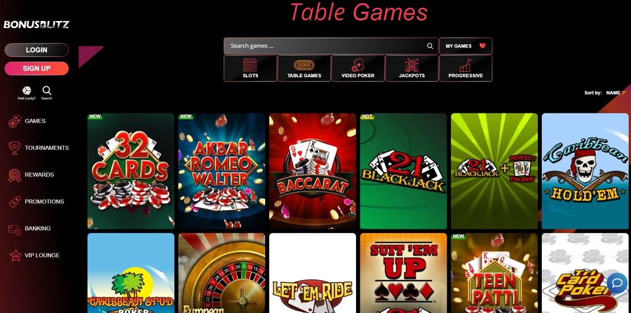 Bonus Blitz Casino Table Games Image