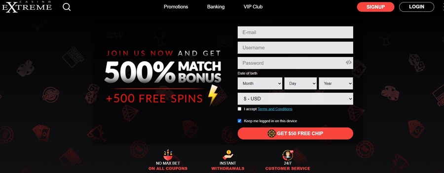 Casino Extreme Homepage