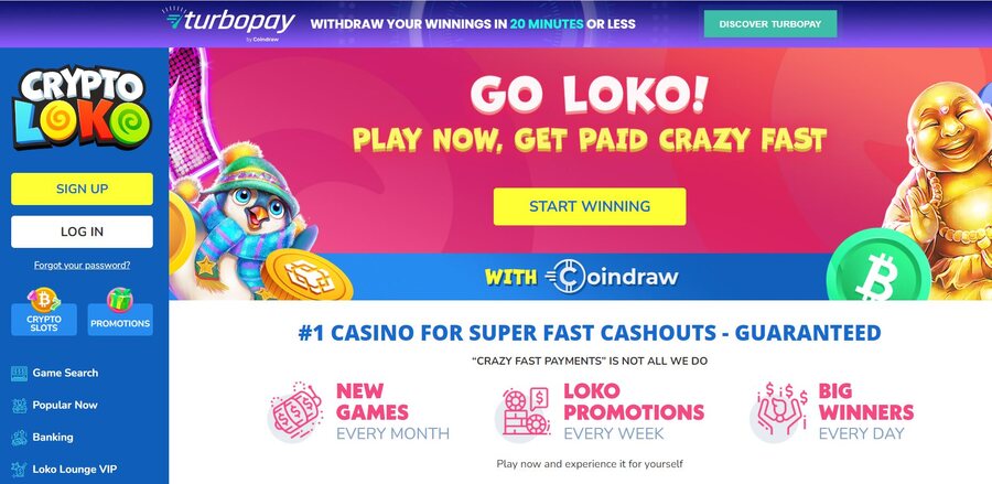 Crypto Loko Casino Homepage