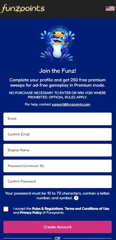 Funzpoints Casino Mobile Signup Image