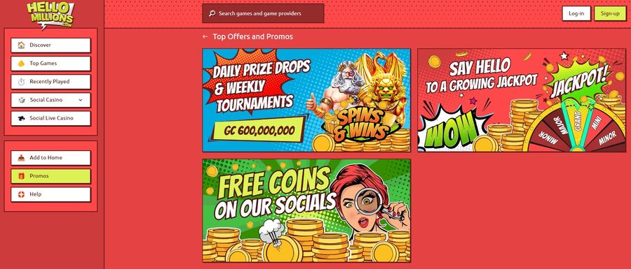 Hello Millions Casino Promotions Image