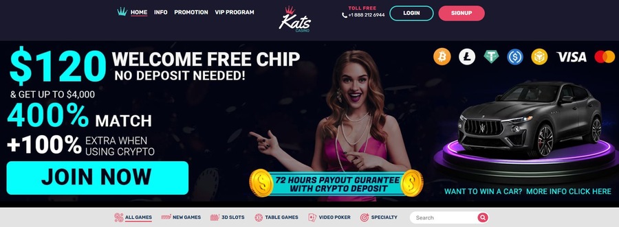 Kats Casino Homepage Image