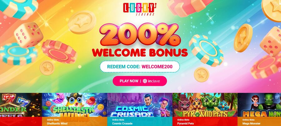 Lucky Legends Casino Homepage Image