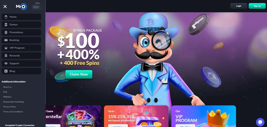 Mr O Casino Homepage Image