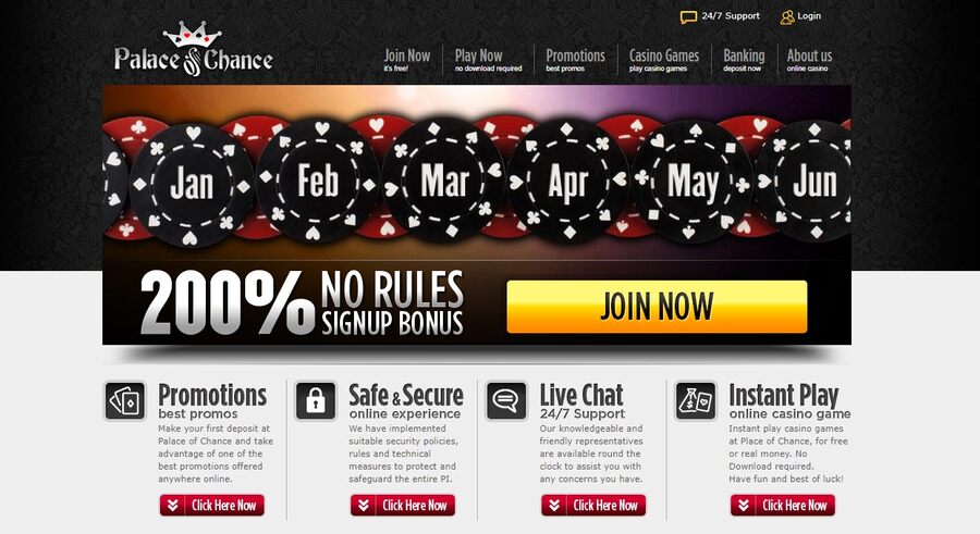 Palace Of Chance Casino Homepage Image