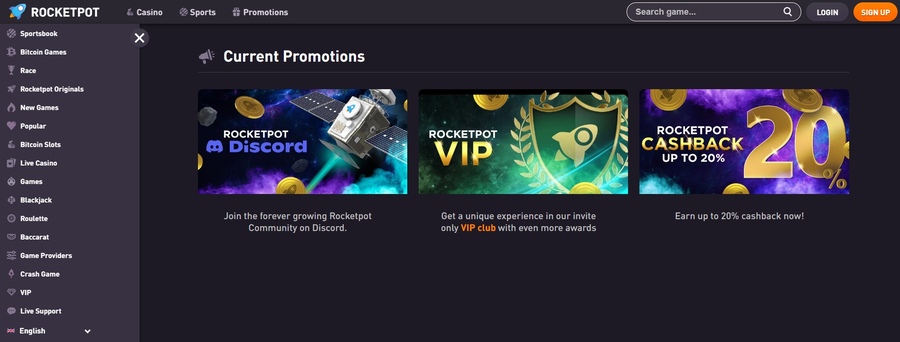 Rocketpot Casino Promotions Image