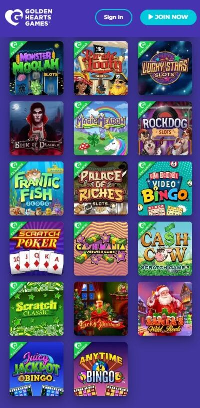 Golden Hearts Games Casino Mobile Games Image