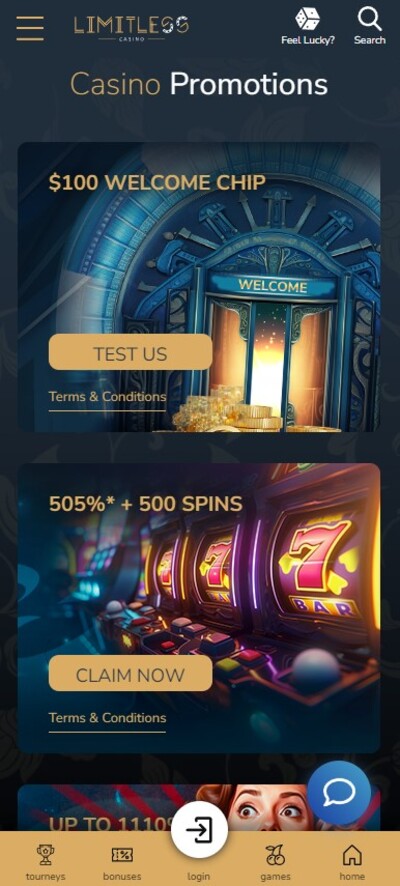 Limitless Casino Mobile Promotions Image